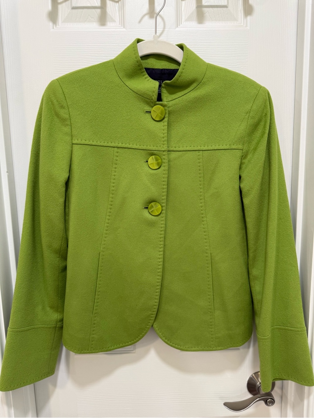 Lafayette 148 New York Loro Piana 100% Cashmere Green Mandarine Collar Jacket